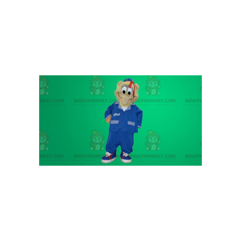 Traje de mascote BIGGYMONKEY™ de homem alegre vestido com Traje de mascote BIGGYMONKEY™ de homem alegre vestido com