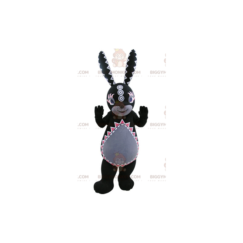 Disfraz de mascota de conejo negro y gris BIGGYMONKEY™ con Disfraz de mascota de conejo negro y gris BIGGYMONKEY™ con