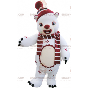 BIGGYMONKEY™ Maskottchenkostüm Weißer und roter Teddybär im