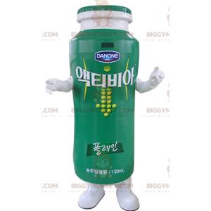 Green and White Drinking Yogurt BIGGYMONKEY™ Mascot Costume.