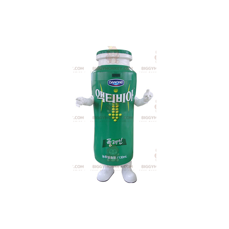 Kostium maskotki BIGGYMONKEY™ zielono-biały jogurt do picia. Kostium maskotki BIGGYMONKEY™ zielono-biały jogurt do picia.