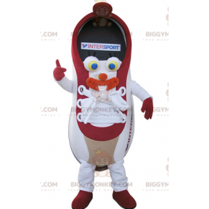 Costume de mascotte BIGGYMONKEY™ de basket rouge et blanche.