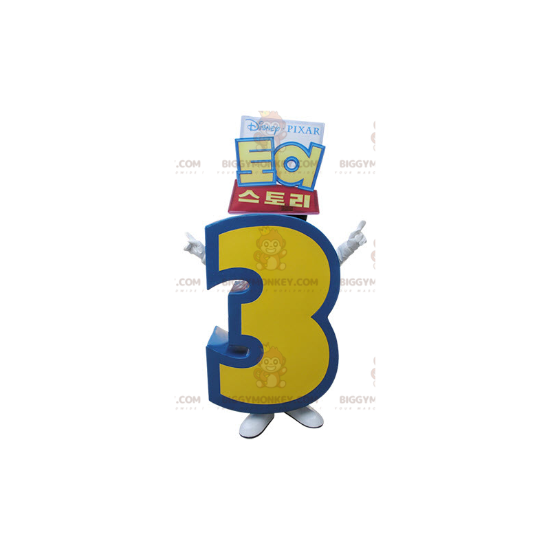 Toy Story 3 Kostým maskota BIGGYMONKEY™. Obří číslo 3 –