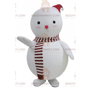 Traje de mascote de boneco de neve branco e vermelho