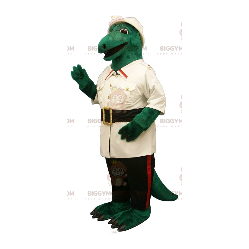 Costume da mascotte BIGGYMONKEY™ coccodrillo verde vestito da Costume da mascotte BIGGYMONKEY™ coccodrillo verde vestito da