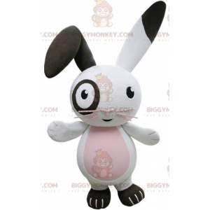 Velmi zábavný kostým maskota bílého, růžového a černého králíka