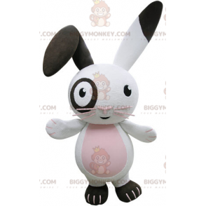 Fantasia de mascote BIGGYMONKEY™ de coelho branco e preto muito divertido - Mascote de coelho - BiggyMonkey.com