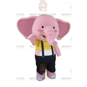 Pink and White Elephant BIGGYMONKEY™ Mascot Costume with