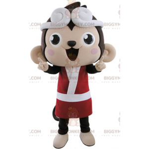BIGGYMONKEY™ Mascot Costume of Brown and Pink Monkey Dressed in
