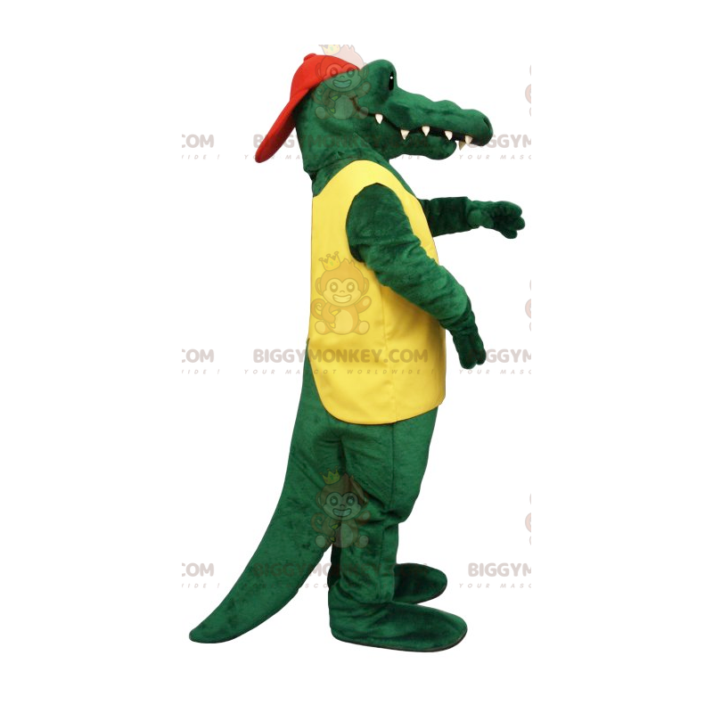 Costume de mascotte BIGGYMONKEY™ de crocodile vert en tenue Costume de mascotte BIGGYMONKEY™ de crocodile vert en tenue