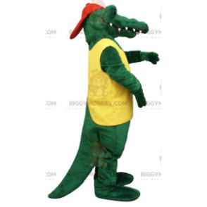 BIGGYMONKEY™ maskotkostyme av grønn krokodille i gult og rødt antrekk - Krokodille maskot - BIGGYMONKEY_0662 - BiggyMonkey.com