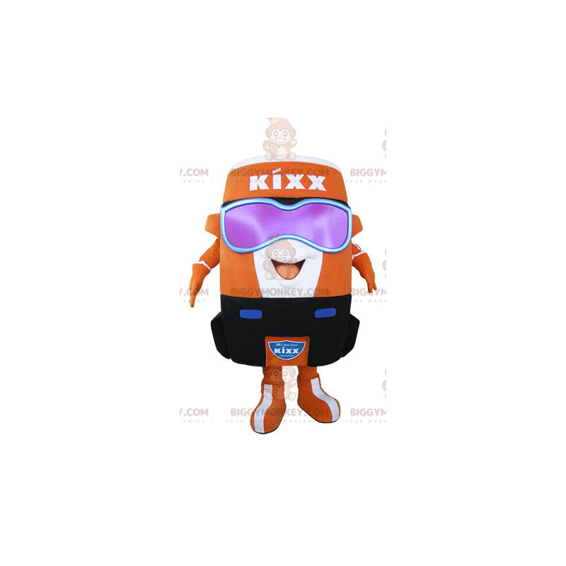 Very Smiling Orange and White Tin BIGGYMONKEY™ Mascot Costume -
