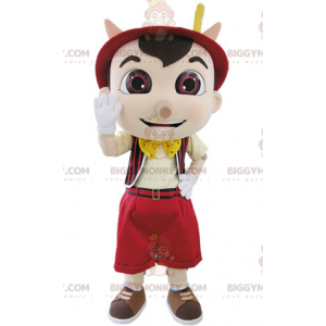 Pinocchio Famous Cartoon Puppet BIGGYMONKEY™ maskottiasu -