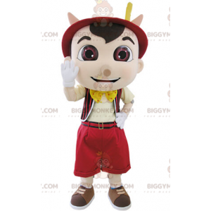 Pinokkio beroemde cartoonpop BIGGYMONKEY™ mascottekostuum -