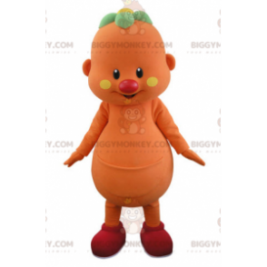 Kostým maskota BIGGYMONKEY™ Oranžový muž s květinou na hlavě - Rostlinní maskoti - BIGGYMONKEY_05201 - BiggyMonkey.com