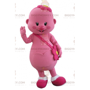 BIGGYMONKEY™ Costume da mascotte Uomo rosa con fiore in testa -