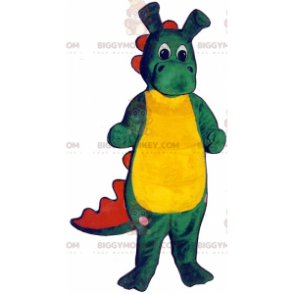 Disfraz de mascota BIGGYMONKEY™ de cocodrilo verde, rojo y
