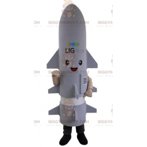 Costume de mascotte BIGGYMONKEY™ de missile de fusée grise