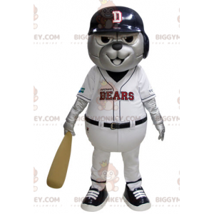 BIGGYMONKEY™ Mascot Costume of Grizzly Bear in Blue and White