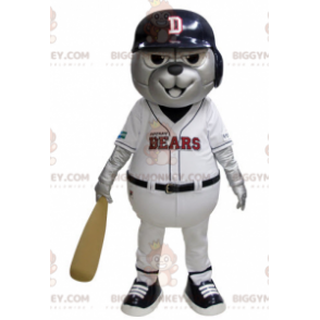 BIGGYMONKEY™ Traje de mascota de Grizzly Bear en traje de béisbol azul y blanco - Mascota oso - BiggyMonkey.com