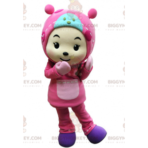 Barnets BIGGYMONKEY™ maskotkostume klædt helt i pink med hætte