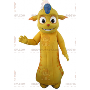 BIGGYMONKEY™ maskotkostume gult og orange monster med spidse