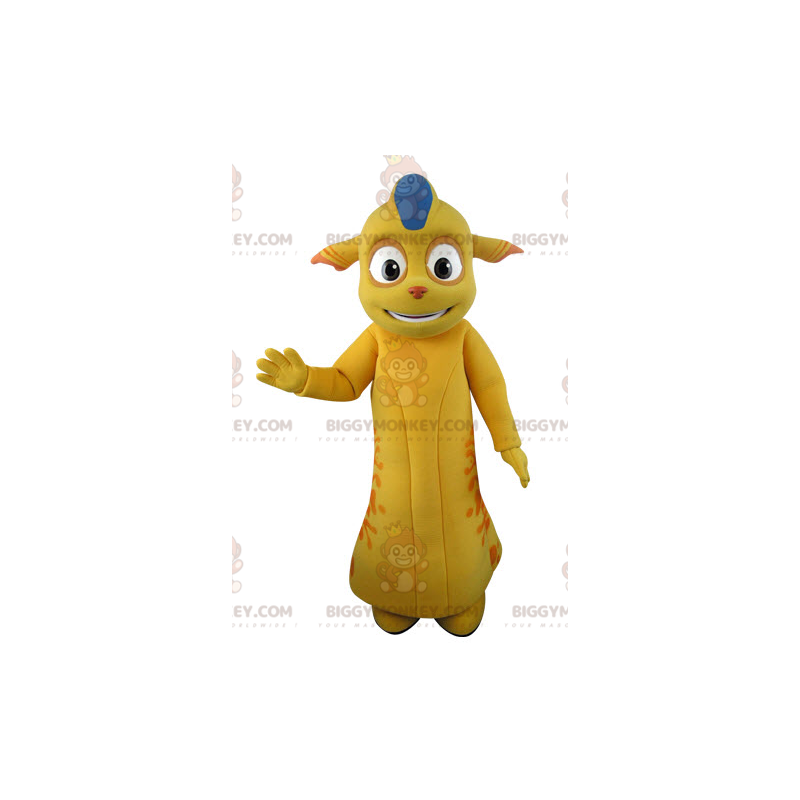 BIGGYMONKEY™ maskotkostume gult og orange monster med spidse