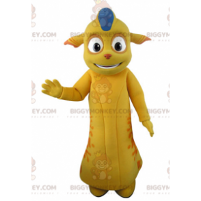BIGGYMONKEY™ maskotkostume gult og orange monster med spidse