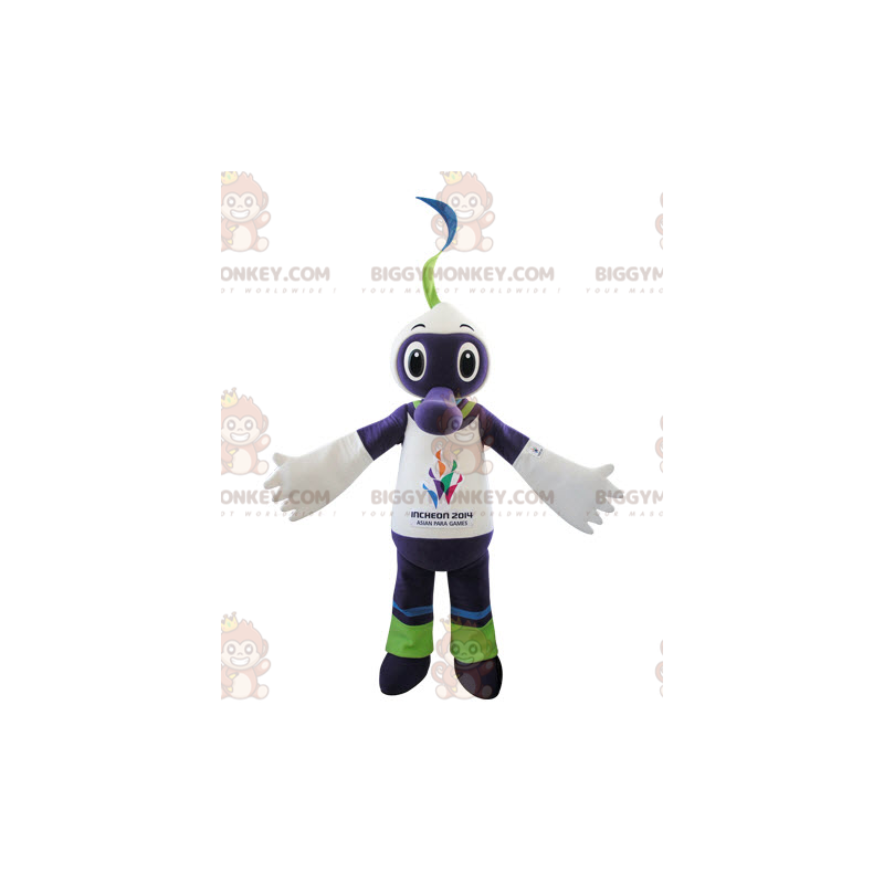 BIGGYMONKEY™-Maskottchen-Kostüm in Lila, Weiß und Grün -
