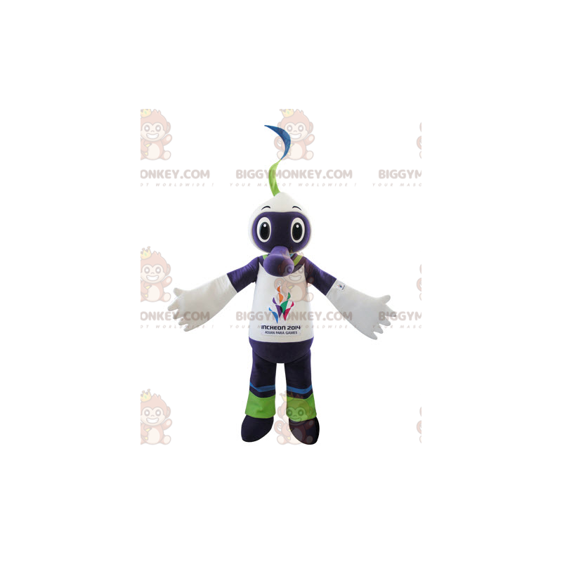 Costume mascotte BIGGYMONKEY™ creatura viola bianco e verde - Costume mascotte BIGGYMONKEY™ creatura viola bianco e verde -