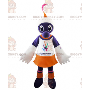 Costume mascotte BIGGYMONKEY™ creatura viola bianco arancione -
