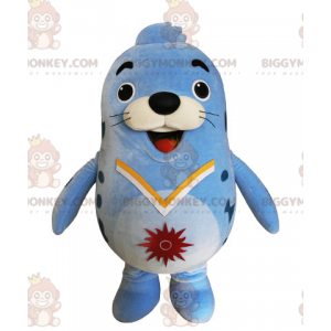 Fantasia de mascote de leão marinho azul BIGGYMONKEY™ com foca