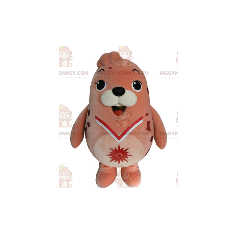 BIGGYMONKEY™ Disfraz de mascota de león marino rosa con foca BIGGYMONKEY™ Disfraz de mascota de león marino rosa con foca