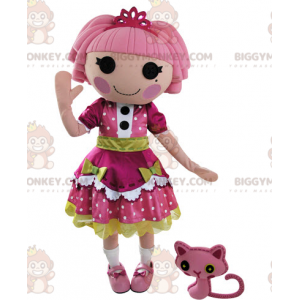 Doll BIGGYMONKEY™ mascot costume dressed in a beautiful pink