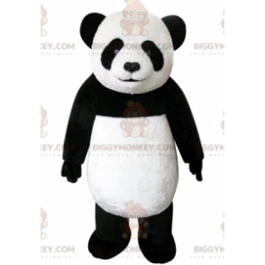 Muy bonito y realista disfraz de mascota panda blanco y negro BIGGYMONKEY™ - Mascota pandas - BiggyMonkey.com