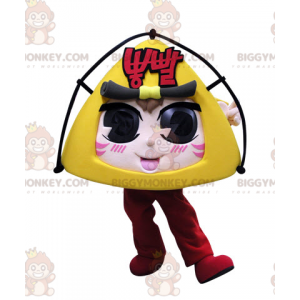 Riesiger Samurai-Kopf BIGGYMONKEY™ Maskottchen-Kostüm. Happy