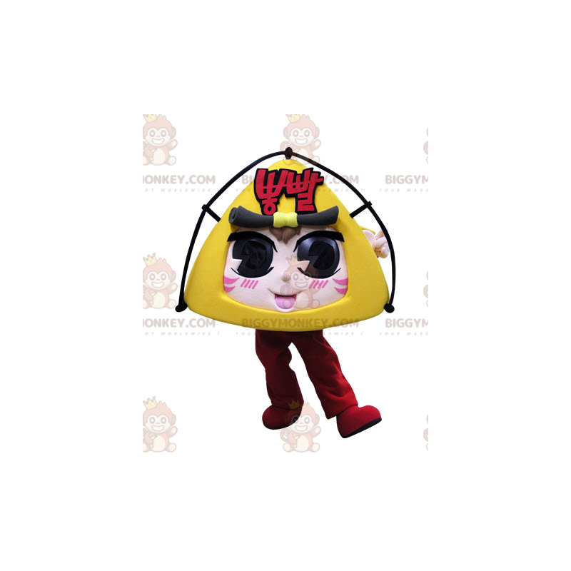 Costume de mascotte BIGGYMONKEY™ de tête de samouraï géante. Costume de mascotte BIGGYMONKEY™ de tête de samouraï géante.