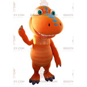 Costume de mascotte BIGGYMONKEY™ de dinosaure orange et bleu