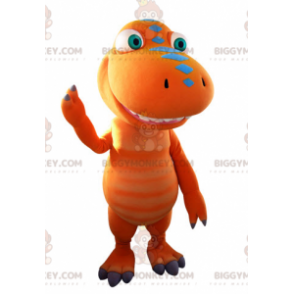 Kostým maskota obřího oranžového a modrého dinosaura BIGGYMONKEY™ - Dinosauři maskoti - BIGGYMONKEY_05247 - BiggyMonkey.com
