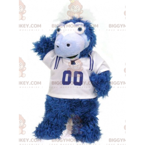 All Hairy Blue and White Horse Foal BIGGYMONKEY™ Mascot Costume