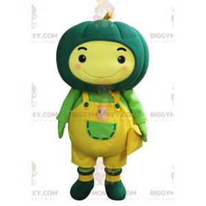 BIGGYMONKEY™ Mascot Costume of Yellow Man with Green Pumpkin on