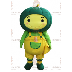 BIGGYMONKEY™ Mascottekostuum van gele man met groene pompoen op