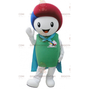 BIGGYMONKEY™ White Man Mascot Costume with Cape and Colored