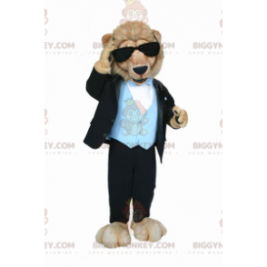 Løve BIGGYMONKEY™ maskotkostume iklædt et meget elegant kostume