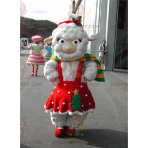 Disfraz de mascota White Sheep BIGGYMONKEY™ vestido con un