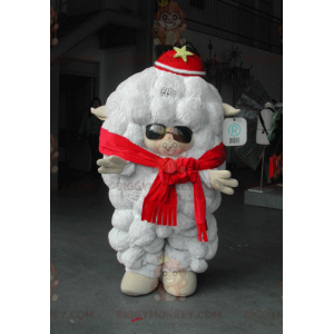 Big White Sheep BIGGYMONKEY™ Mascot Costume With Sunglasses -