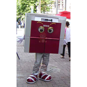 Fierce Looking Gray And Red Square BIGGYMONKEY™ Mascot Costume