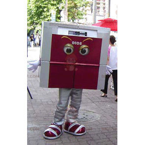 Wild aussehendes graues und rotes quadratisches BIGGYMONKEY™ Maskottchen-Kostüm - BiggyMonkey.com