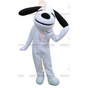 Witte en zwarte hond BIGGYMONKEY™ mascottekostuum. Snoopy's