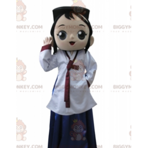 Braunes asiatisches Mädchen BIGGYMONKEY™ Maskottchen-Kostüm.